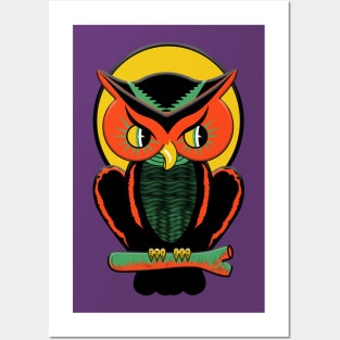 Have a Retro Happy Halloween Owl Posters and Art